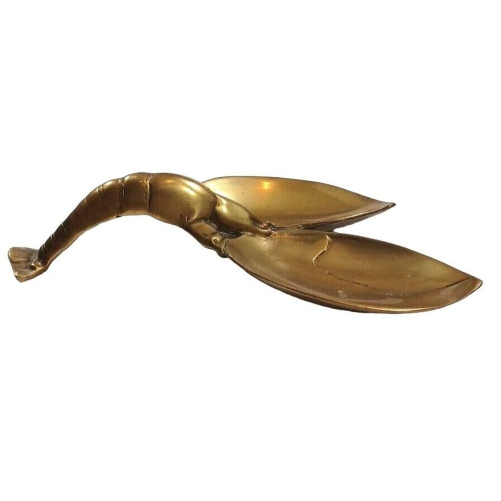 13" Lobster Brass Trinket Candy Dish Ashtray Spoon Rest Nautical Ocean Beach Vtg - Picture 5 of 13